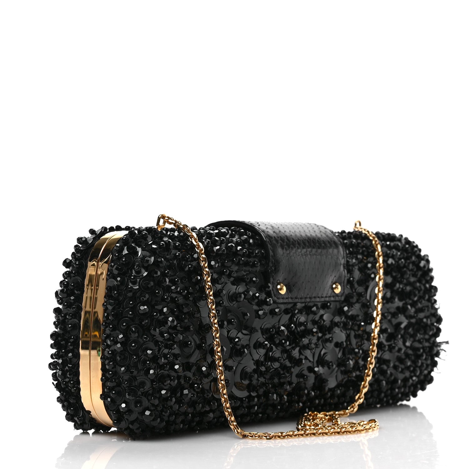 Louis Vuitton Sequin Ayers Minaudiere Tresor Clutch Black 3 of 9
