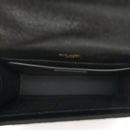Saint Laurent Grain De Poudre Textured Mixed Matelasse Triquilt Medium Monogram Satchel Black 5 of 10
