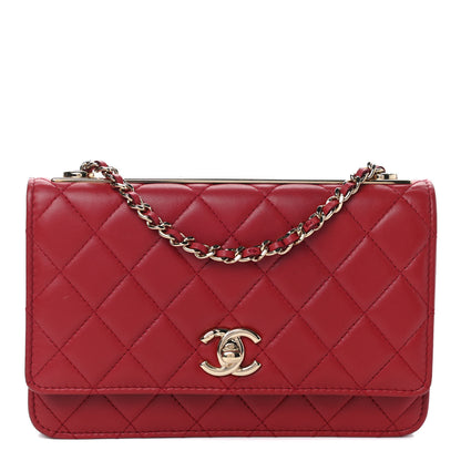 Chanel Lambskin Quilted Trendy CC Wallet On Chain WOC Red 1 of 9