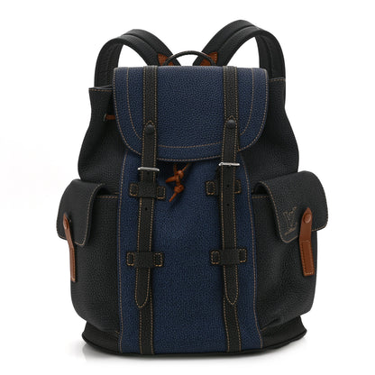 Louis Vuitton Taurillon Denim Christopher PM Backpack  Black Navy 1 of 9