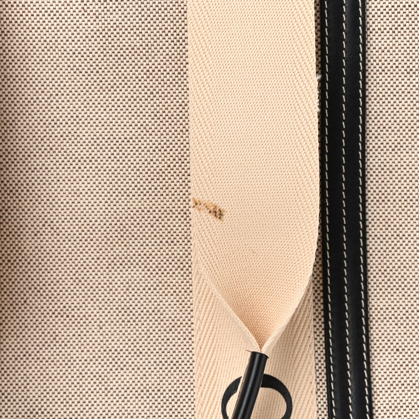 Cotton Calfskin Large Woody Ribbon Tote White Black