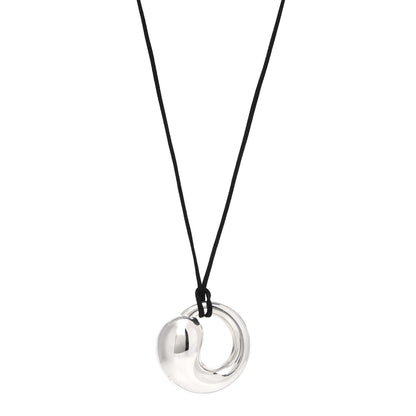 Tiffany Sterling Silver Large Elsa Peretti Eternal Circle Cord Necklace 1 of 5