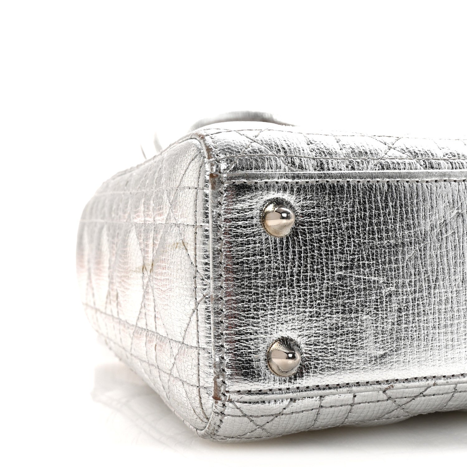 Christian Dior Metallic Grained Calfskin Cannage Small Lucky Badges My Lady Dior Silver 8 of 9