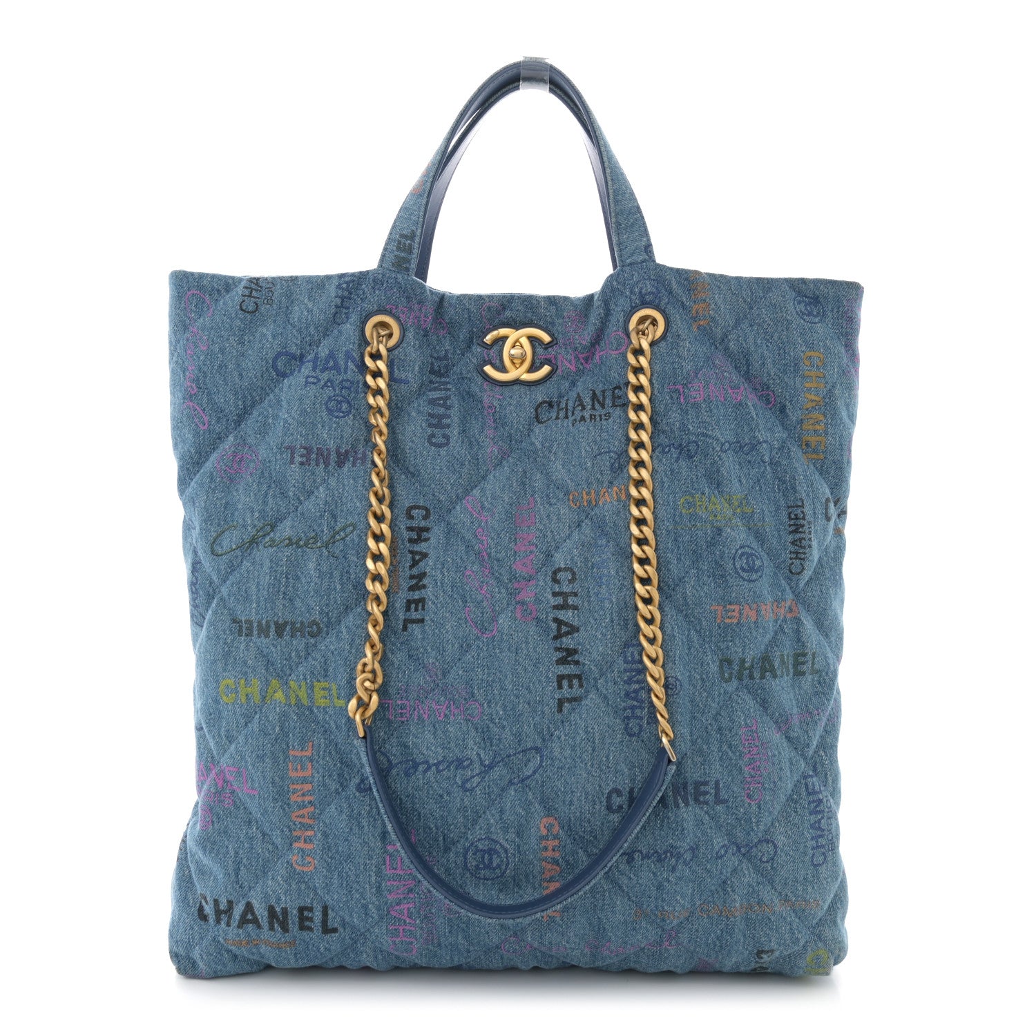 Chanel Denim Quilted Denim Mood Maxi Shopping Bag Blue Multicolor 1 of 10