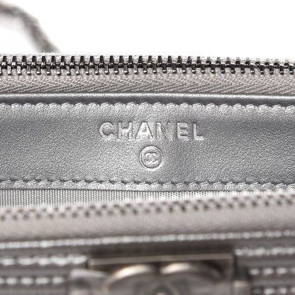 Chanel Metallic Caviar Quilted Small Boy Clutch With Chain Silver 7 of 9