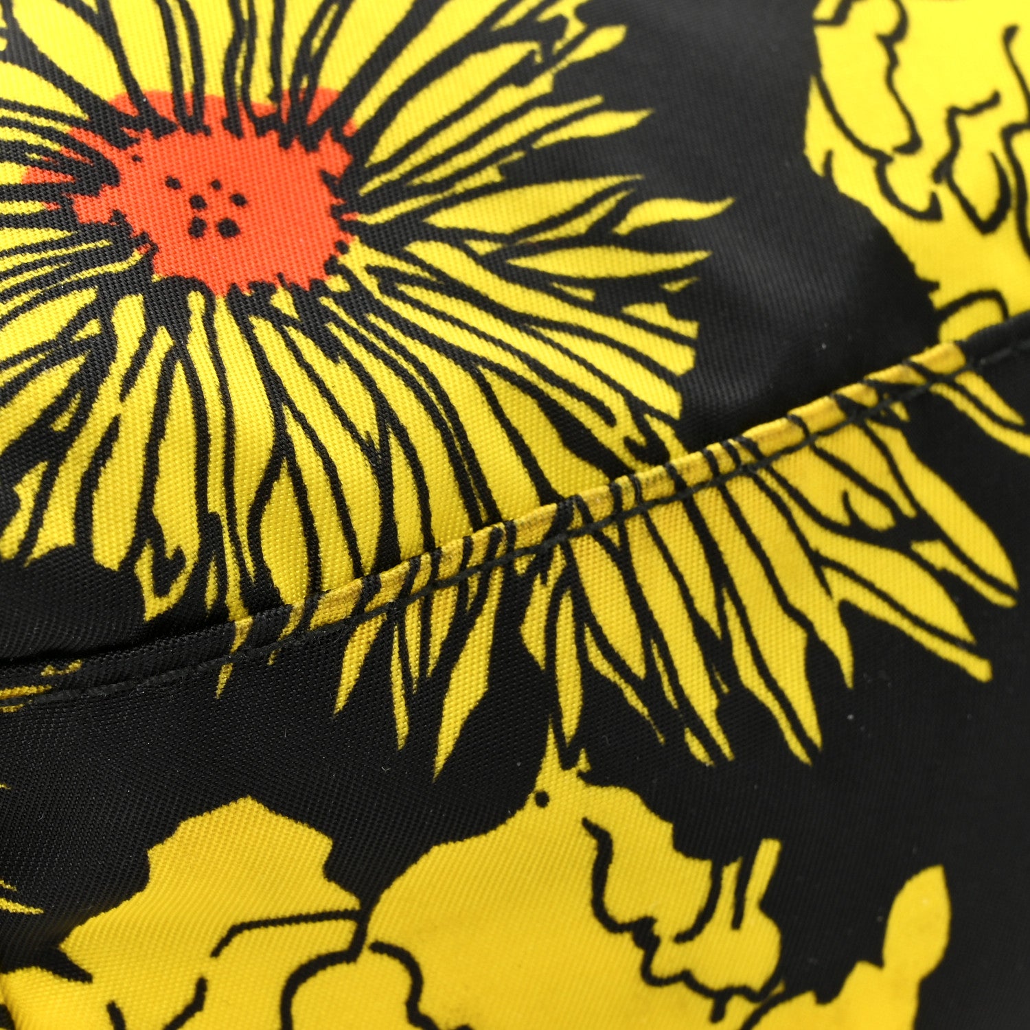Prada Tessuto Nylon Saffiano Floral Print Tote Yellow Multicolor 13 of 14