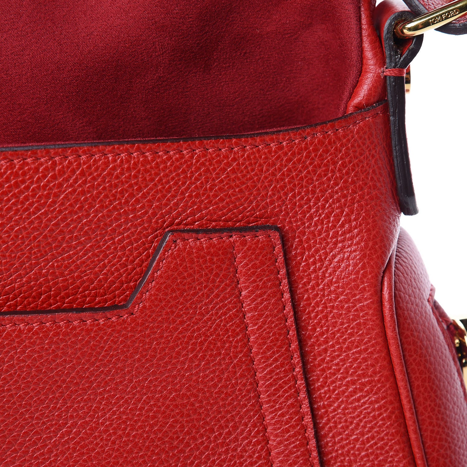Tom Ford Pebbled Calfskin Medium Jennifer Flame Red 9 of 12