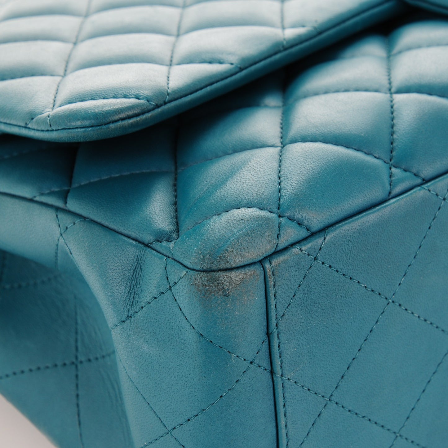 Lambskin Maxi Double Flap Turquoise