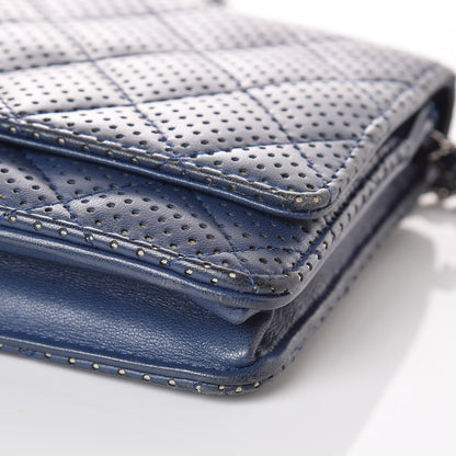 Chanel Perforated Lambskin Quilted Wallet On Chain WOC Blue 16 of 18