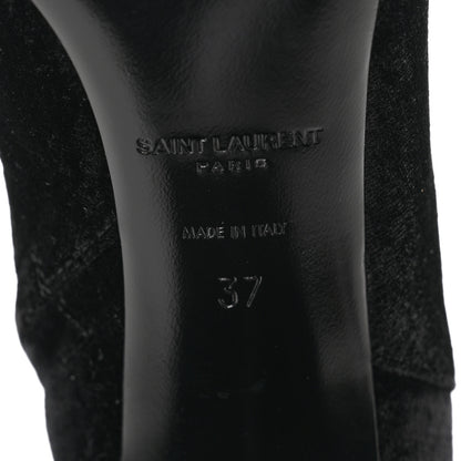 Saint Laurent Velvet Loulou Ankle Boots 37 Black 6 of 9