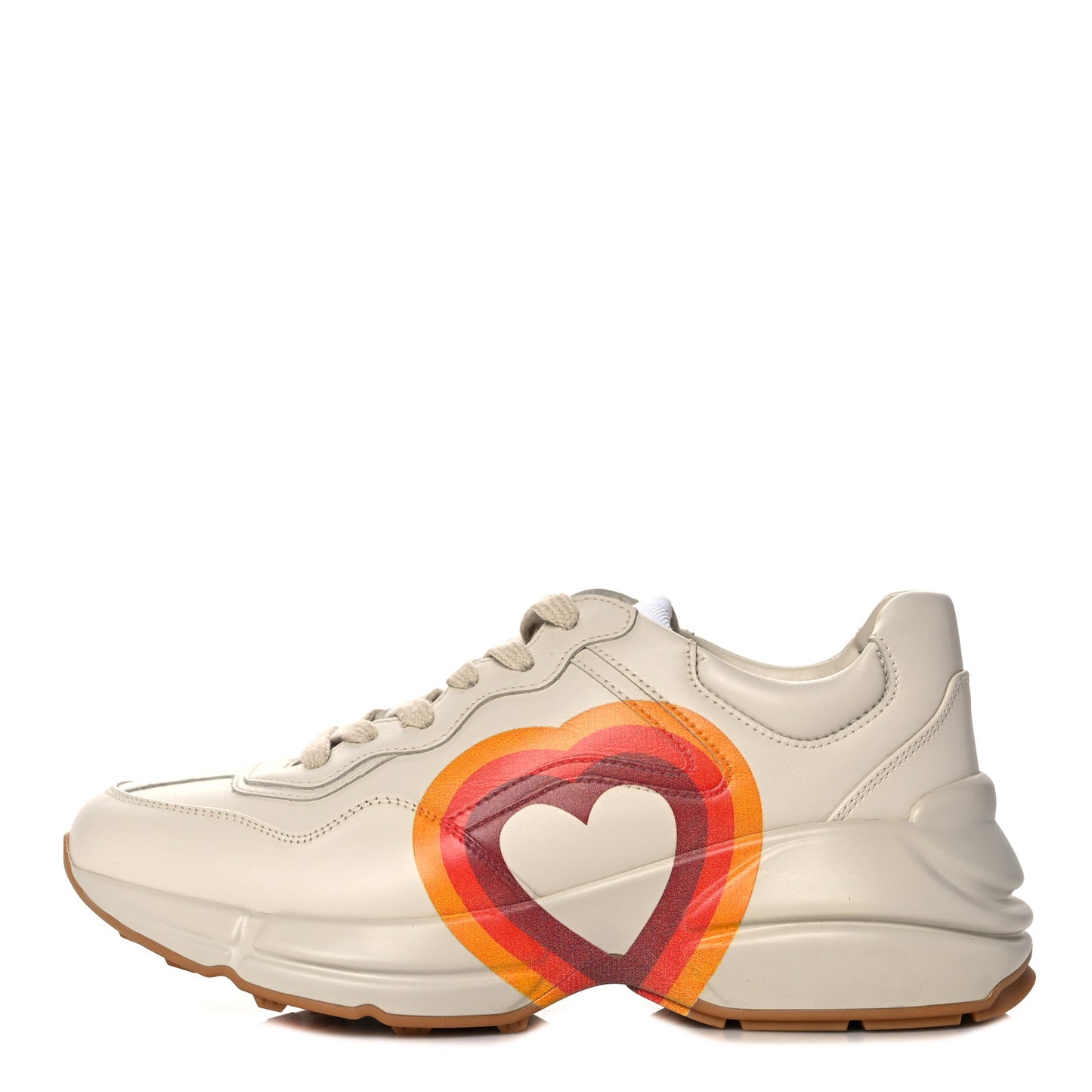 Calfskin Interlocking G Heart Rhyton Sneakers 36.5 Mystic White