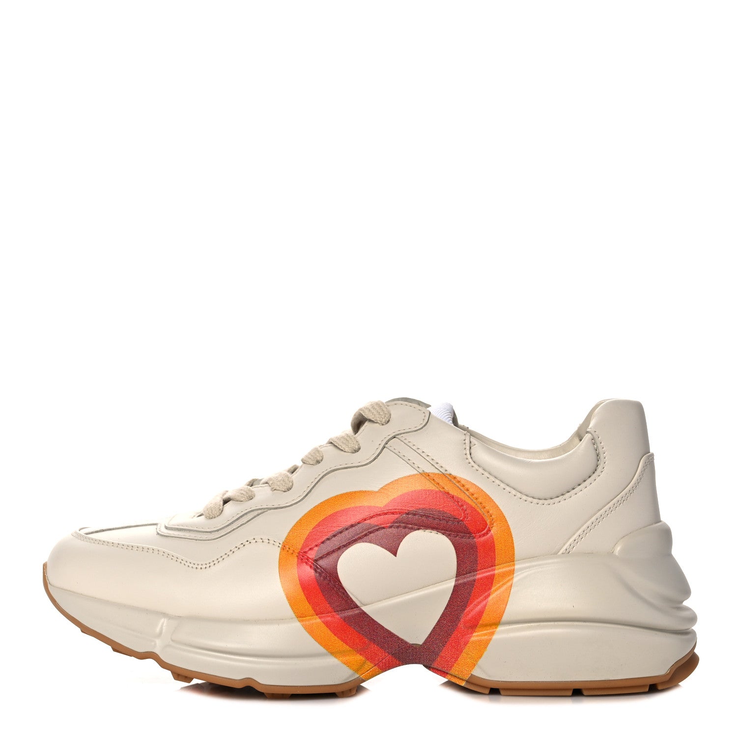 Gucci Calfskin Interlocking G Heart Rhyton Sneakers 36.5 Mystic White 1 of 7
