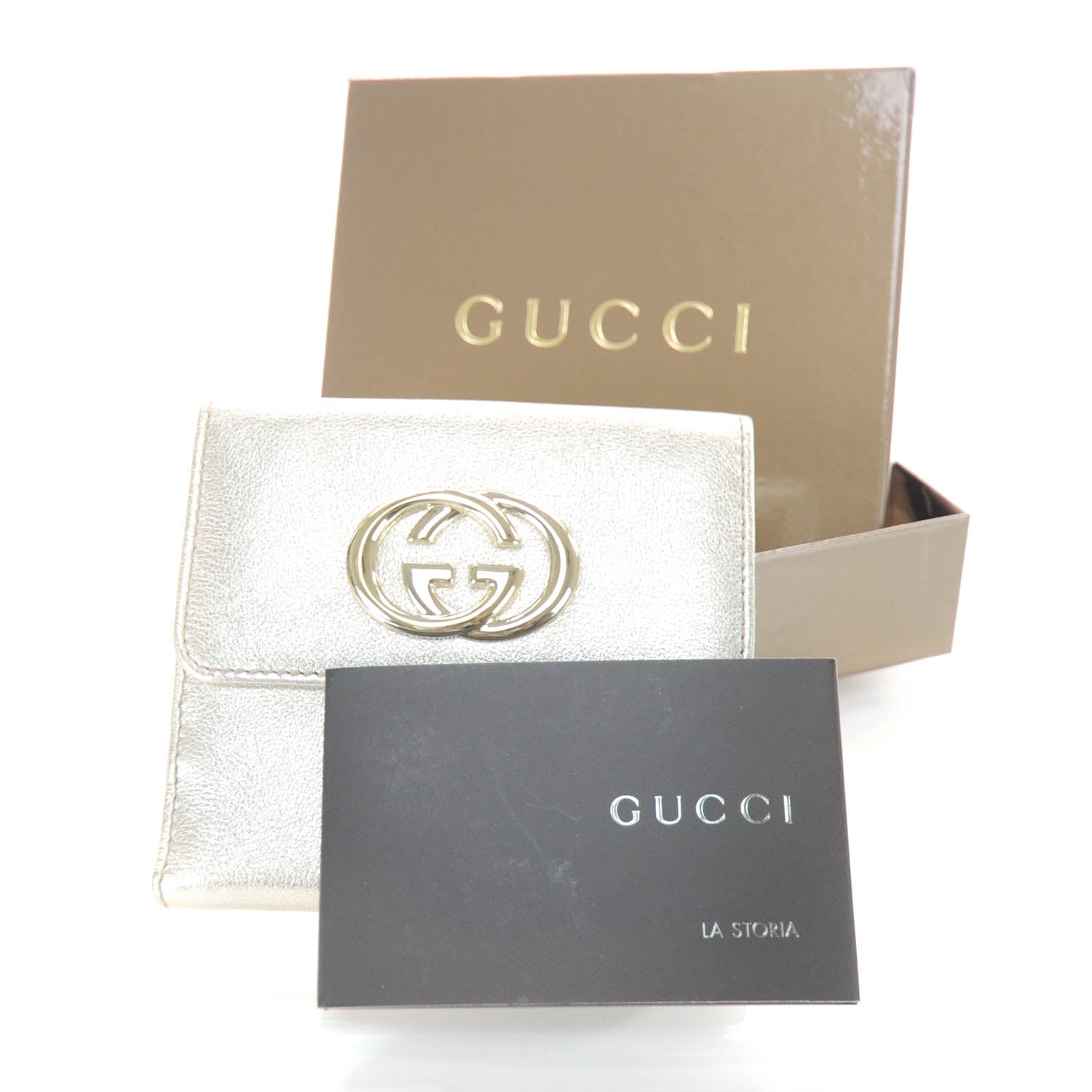 Gucci Leather Compact Britt Wallet Metallic 10 of 10