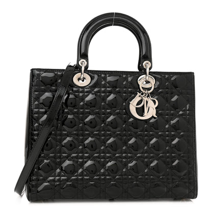 Christian Dior Patent Cannage Large Lady Dior Black 1 of 10
