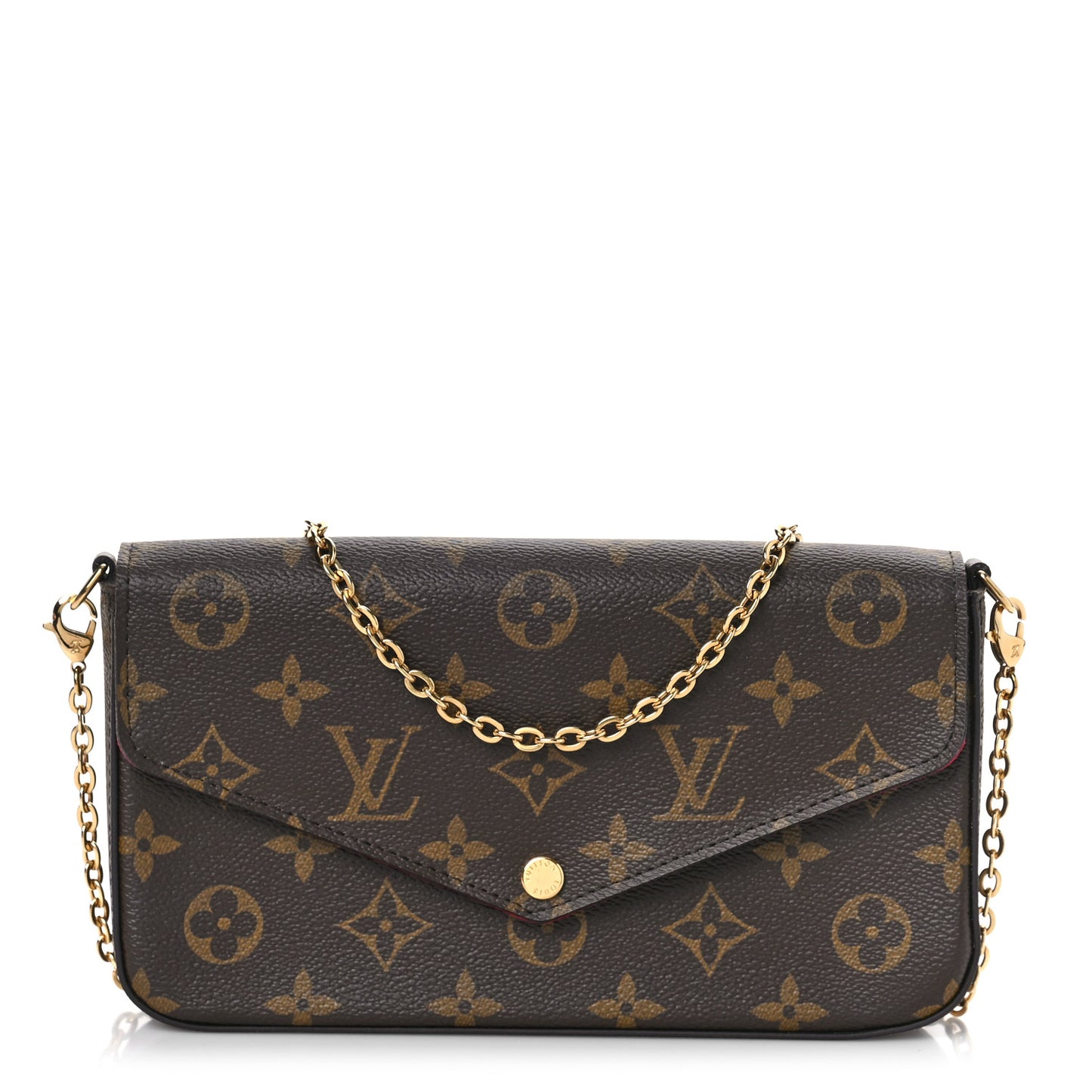 Monogram Pochette Felicie Chain Wallet Fuchsia