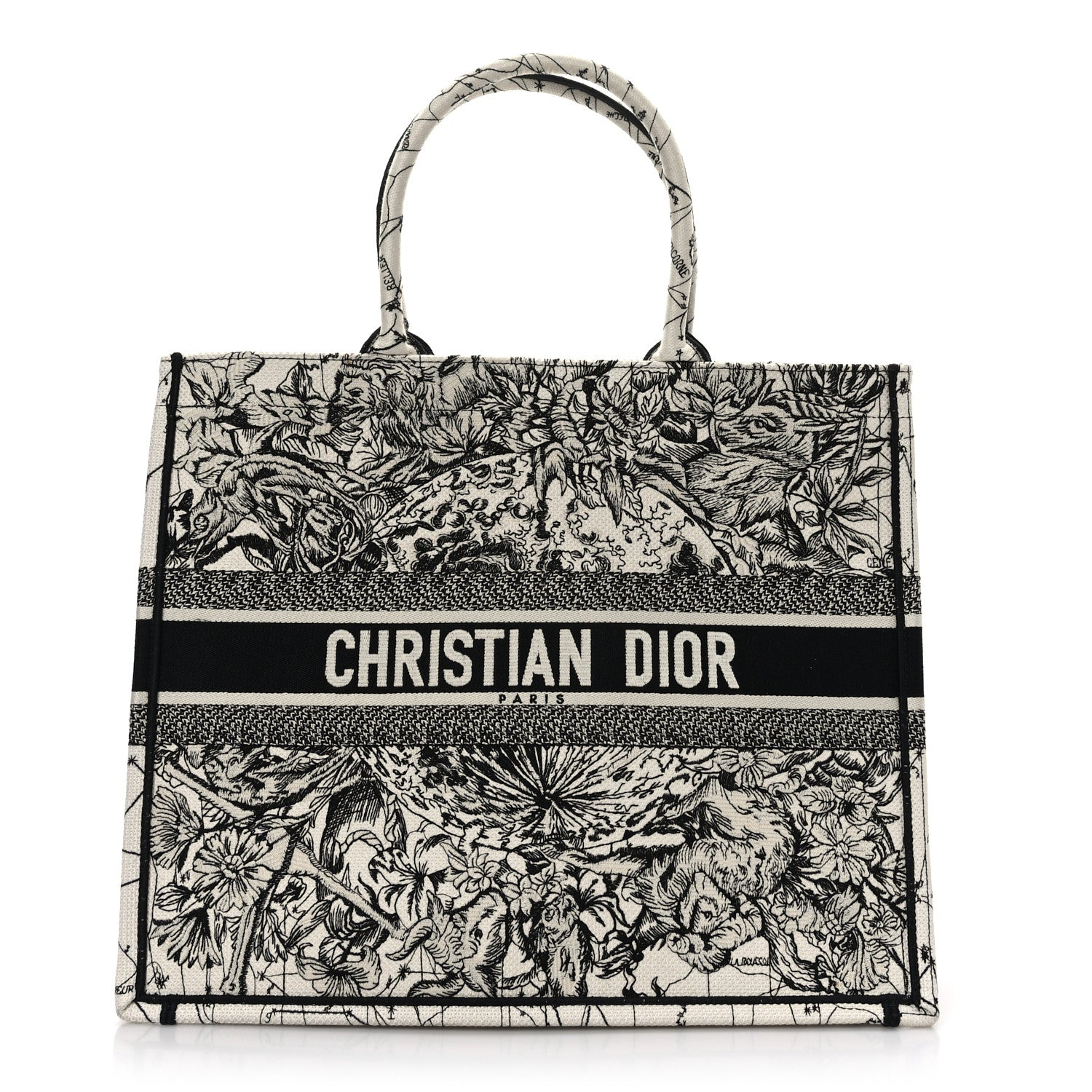 Christian Dior Canvas Embroidered Zodiac Book Tote Latte Multicolor 1 of 12