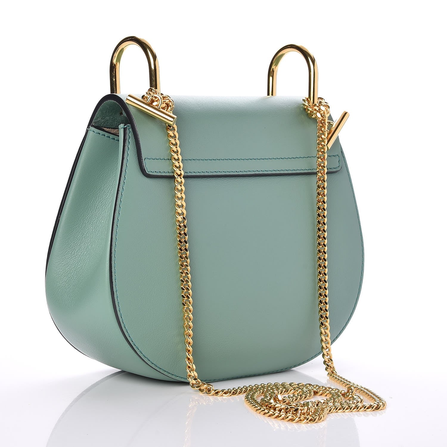 Chloe Suede Smooth Calfskin Drew Shoulder Bag Soft Green 3 of 8