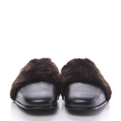 Gucci Malaga Kid Faux Fur Mens Lawrence Slippers 8 Black 2 of 10