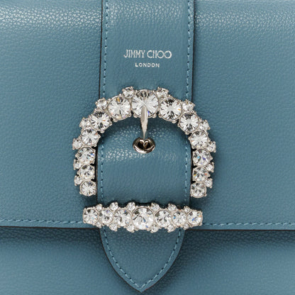 Jimmy Choo Calfskin Crystal Cheri Wallet on Chain Bag Blue 7 of 9