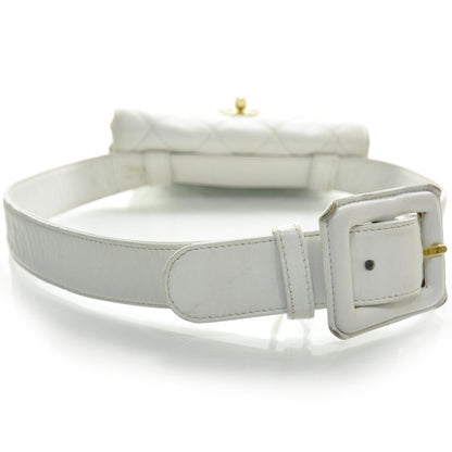 Chanel Lambskin Flap Waist Belt Bag White 75 30 4 of 11