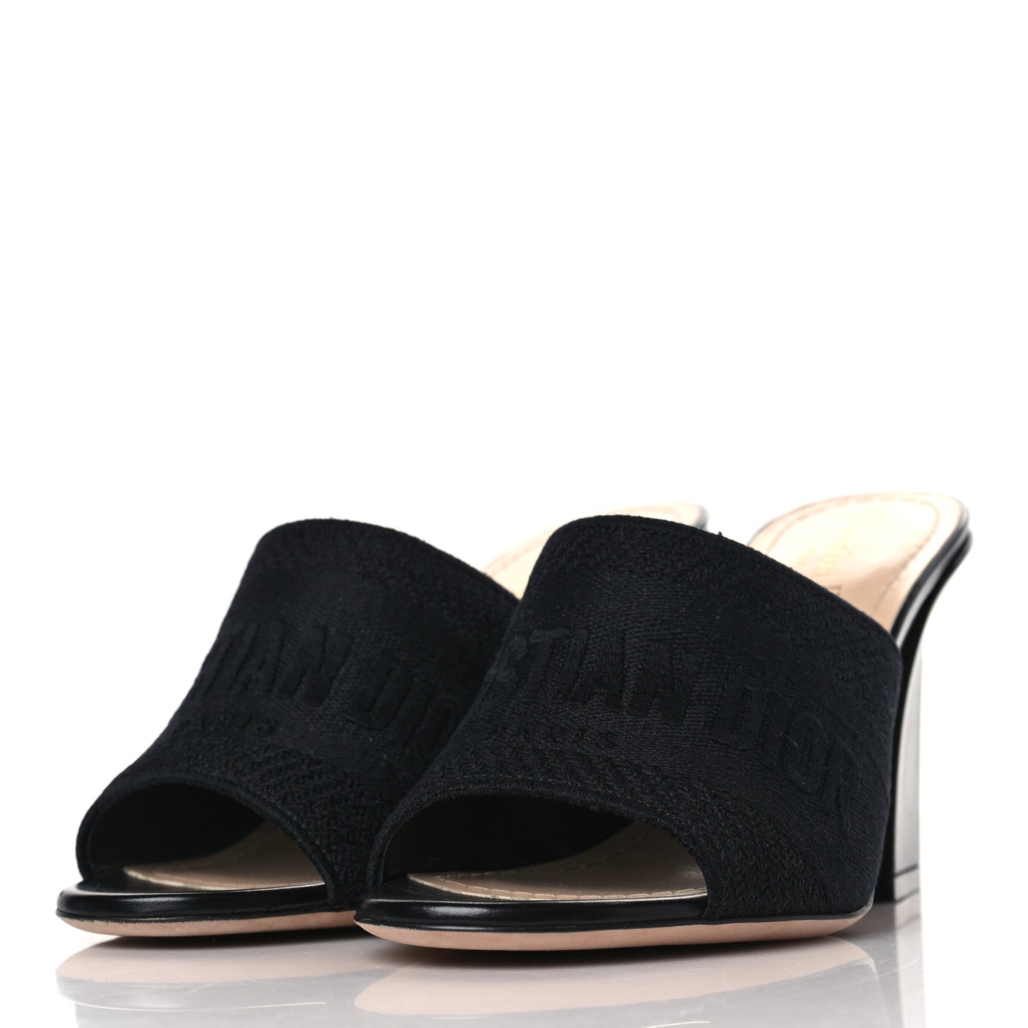 Christian Dior Cotton Embroidered Dway 85mm Slide Sandals 36.5 Black 3 of 10