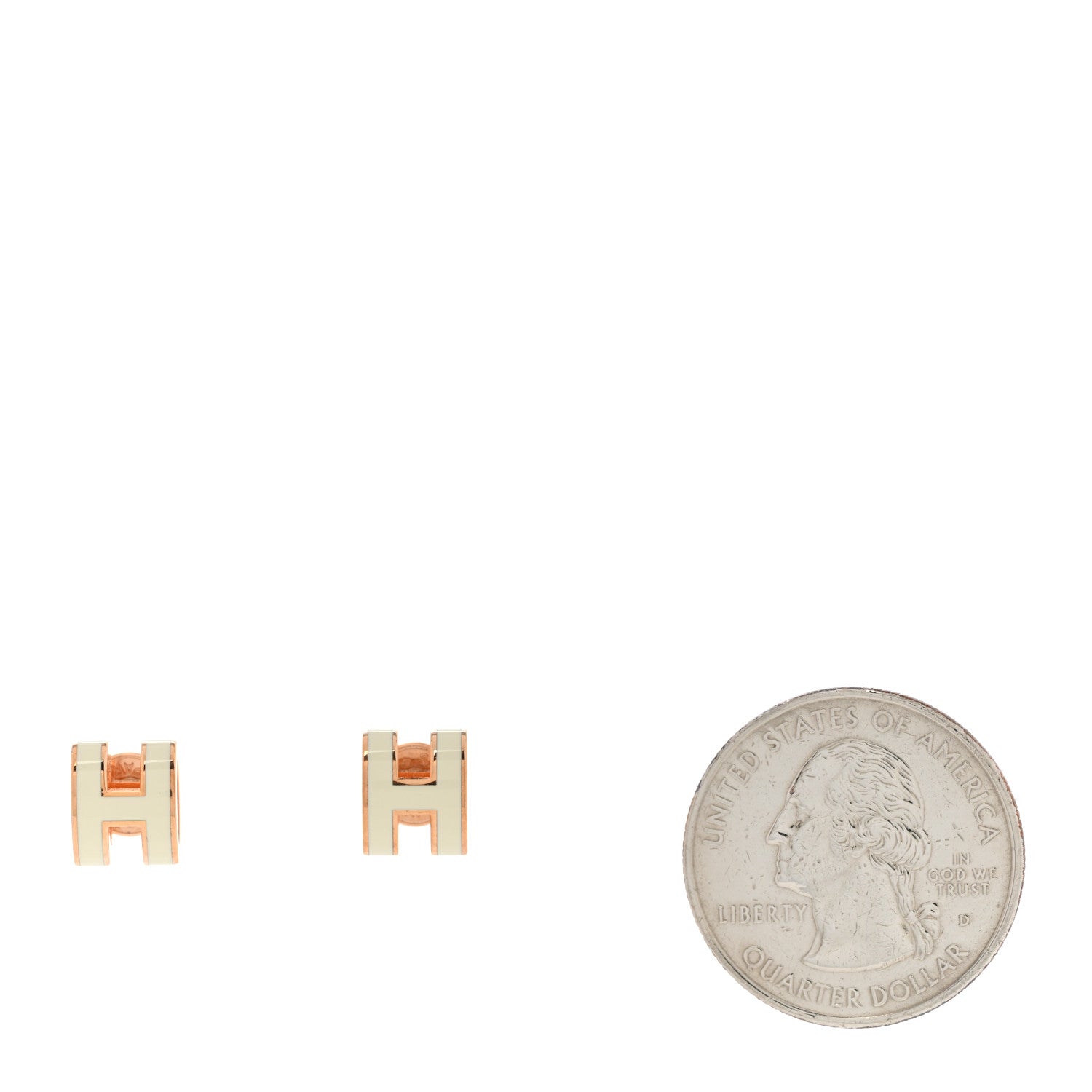 Hermes Rose Gold Lacquered Mini Pop H Earrings White 2 of 5