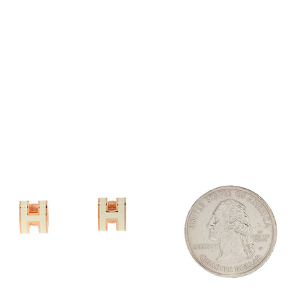 Hermes Rose Gold Lacquered Mini Pop H Earrings White 2 of 5