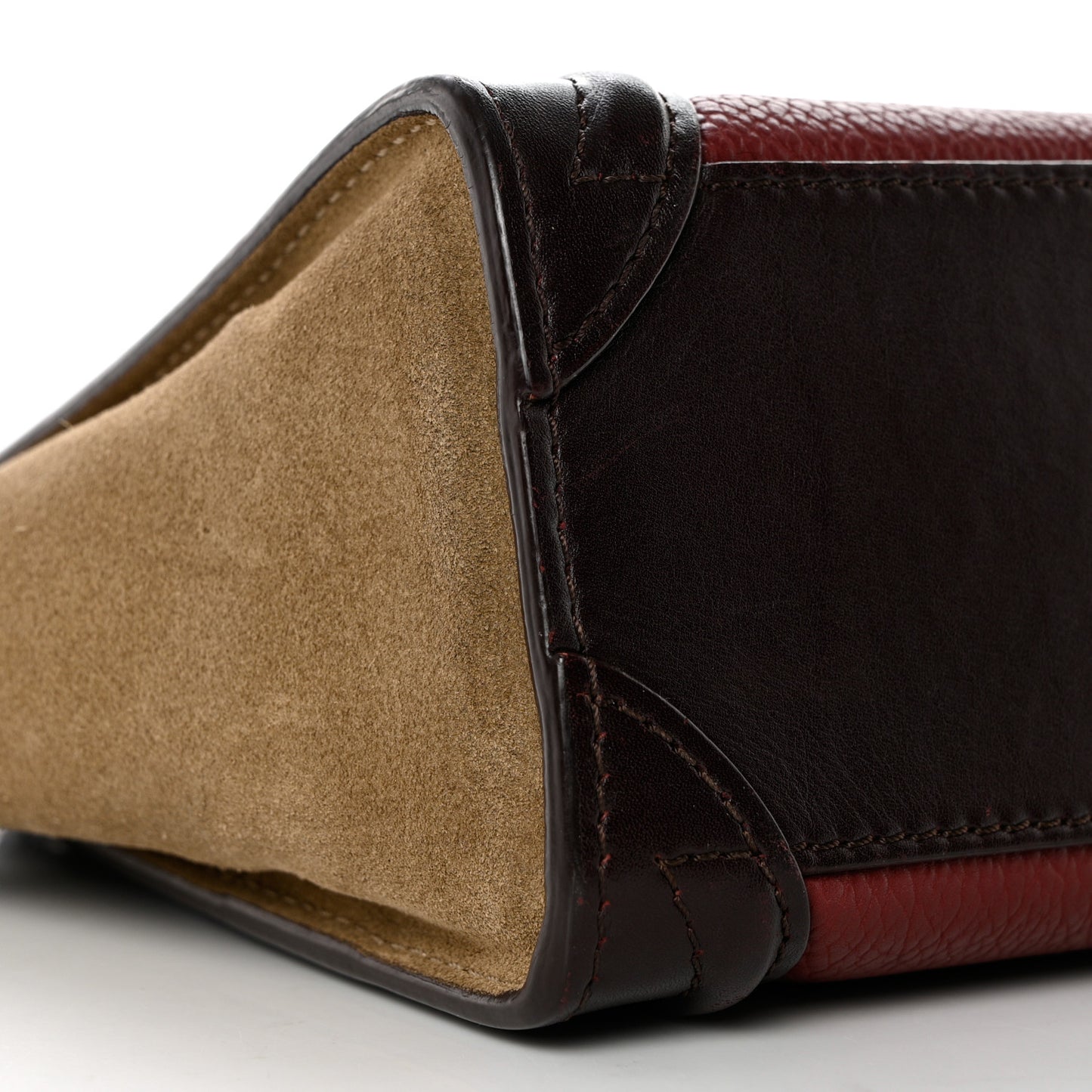 Calfskin Suede Nano Tri-Color Luggage Burgundy