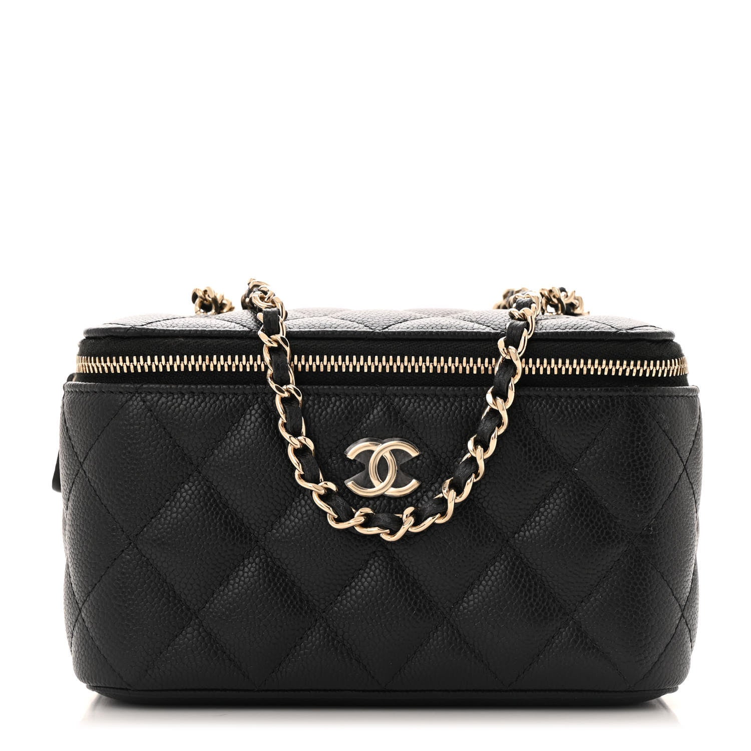 Chanel Caviar Quilted Small Tiny CC Vanity Case With Chain Black 1 of 15