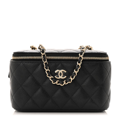 Chanel Caviar Quilted Small Tiny CC Vanity Case With Chain Black 1 of 15