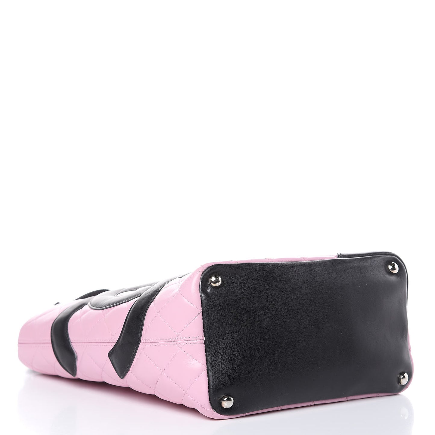 Calfskin Quilted Medium Cambon Tote Pink Black