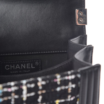 Chanel Calfskin Tweed Quilted North South Boy Flap Black 13 of 15