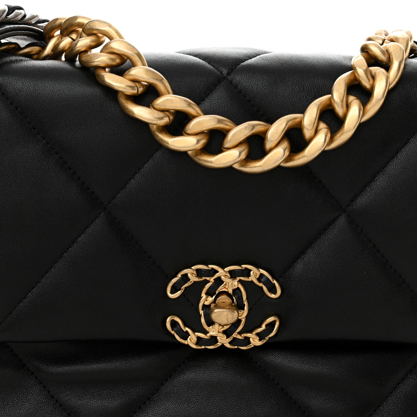Lambskin Quilted Large Chanel 19 Flap Black