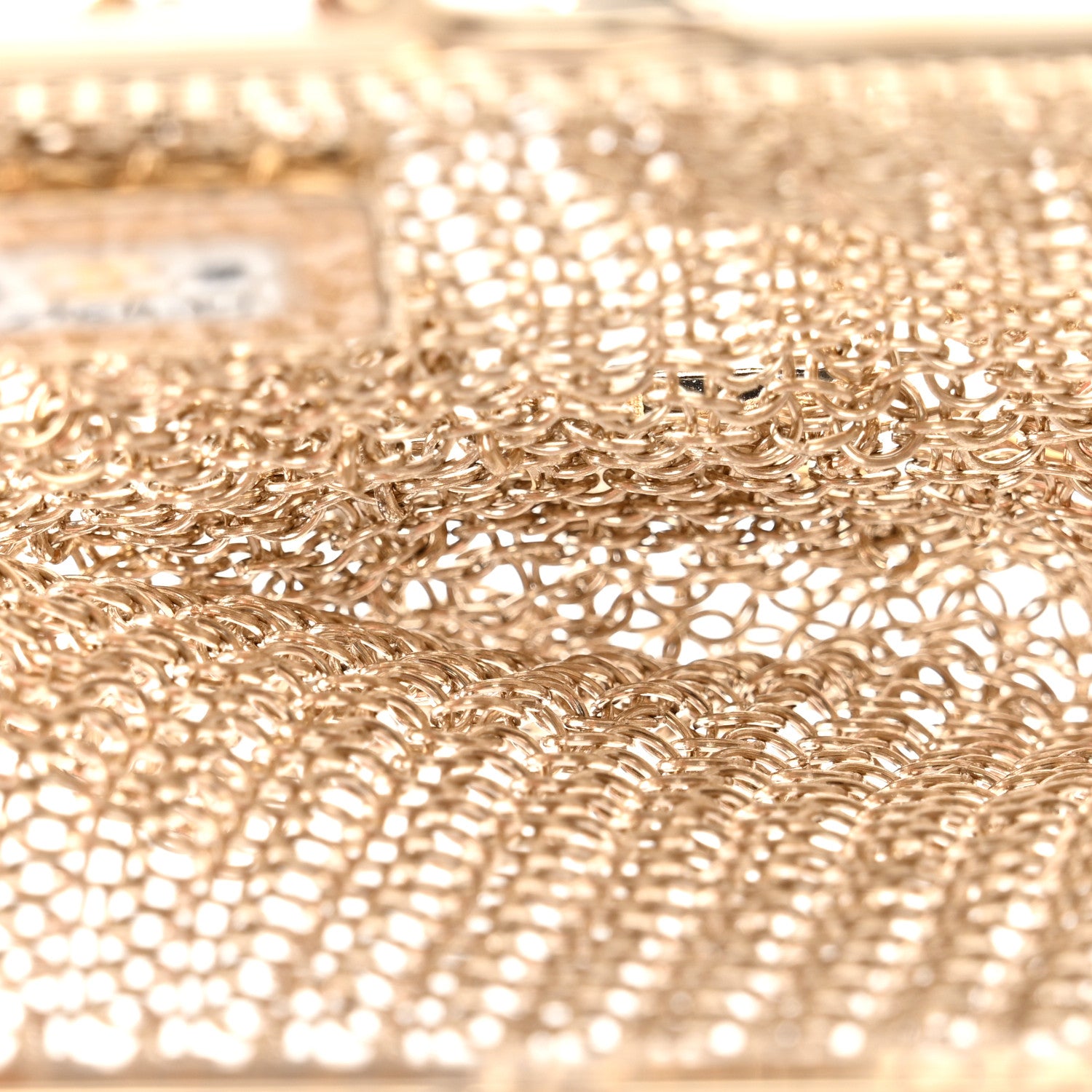 Chanel Metal Pearl Enamel Kiss Lock Chain Mail Charm Clutch Gold 5 of 11