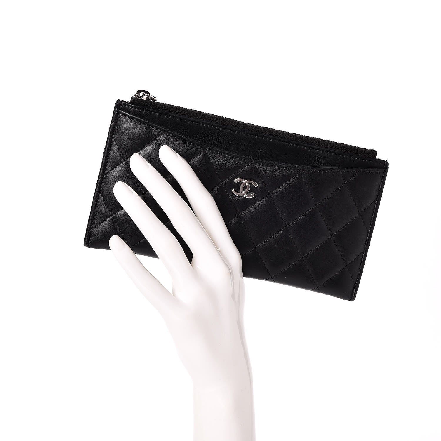 Chanel Lambskin Quilted Classic Zip Pouch Black 2 of 10