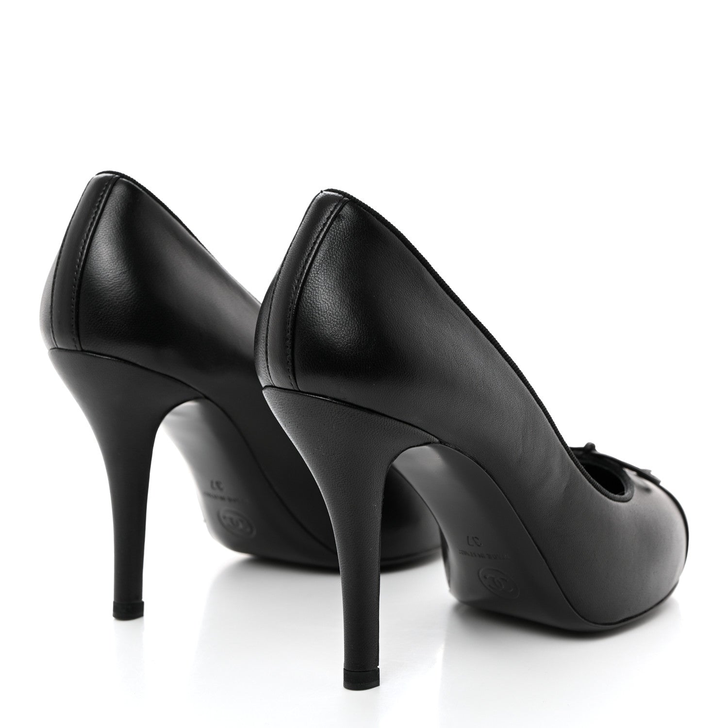 Chanel Lambskin Cap Toe CC Pumps 37 Black 4 of 9