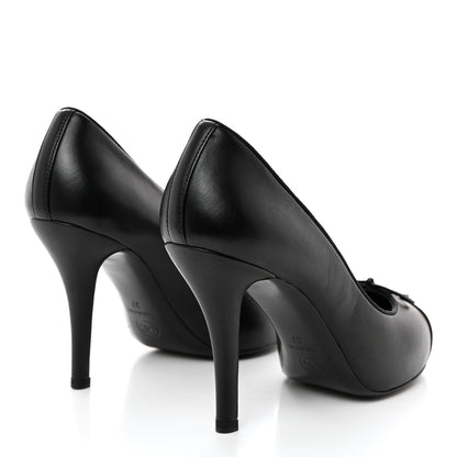 Chanel Lambskin Cap Toe CC Pumps 37 Black 4 of 9