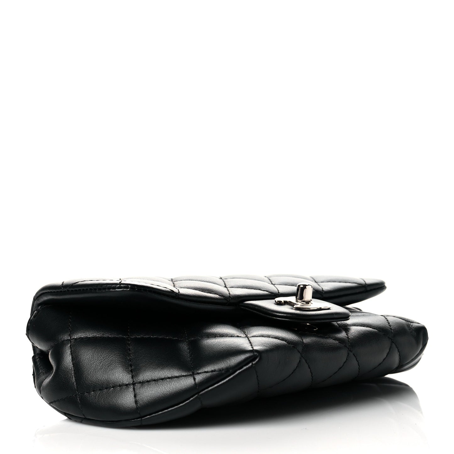 Calfskin Quilted CC Uniform Flap Belt Bag Black