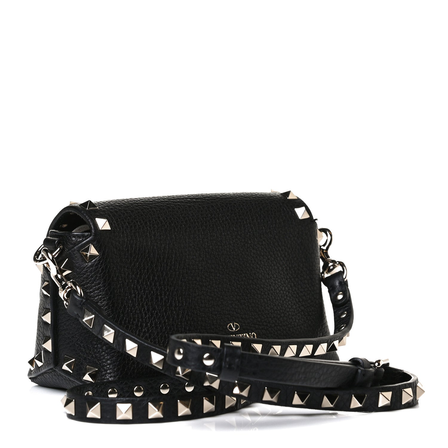 Valentino Garavani Pebbled Calfskin Mini Rockstud Crossbody Bag Black 3 of 12
