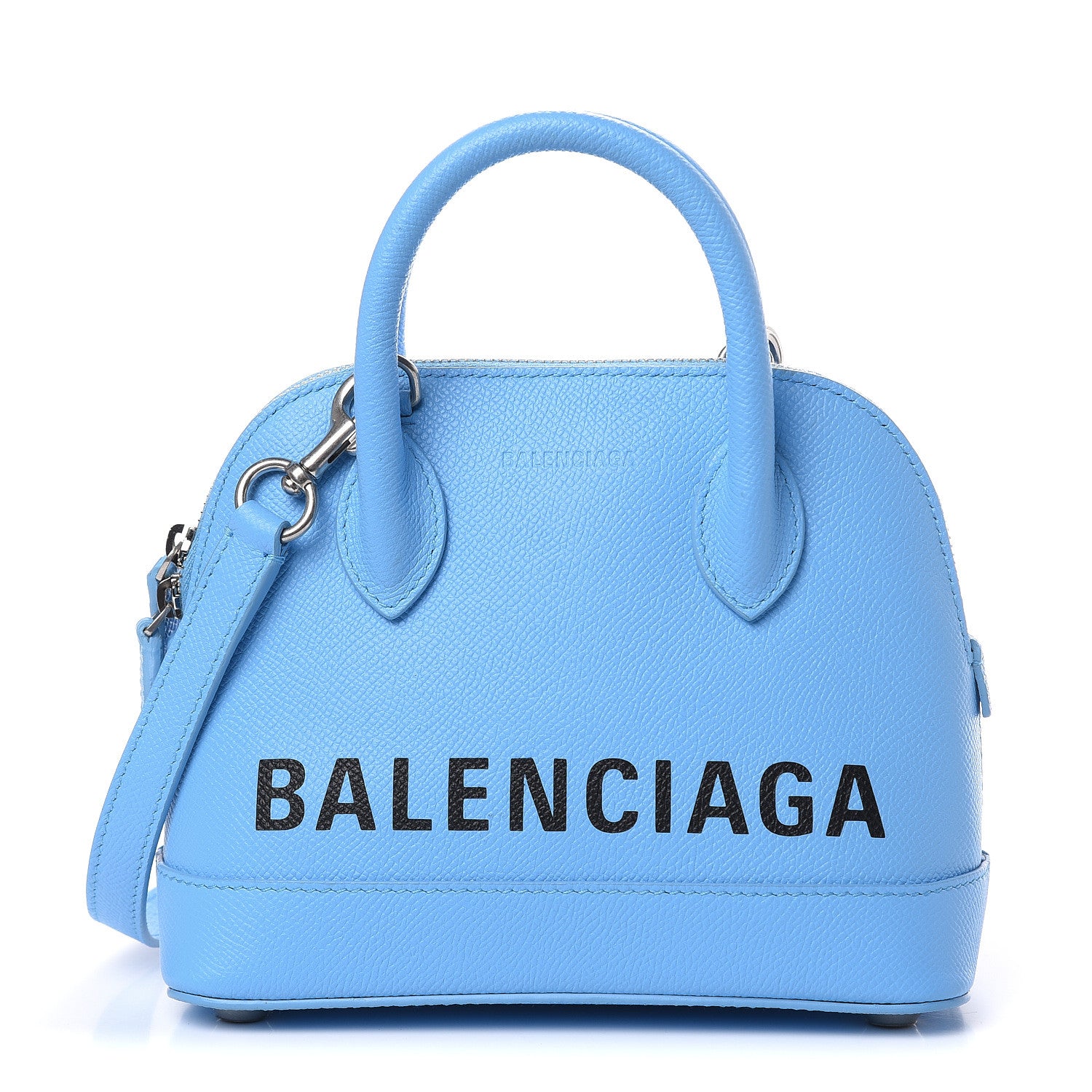 Balenciaga Signature Grained Calfskin Logo XXS Ville Top Handle Bag Baby Blue Black 1 of 10