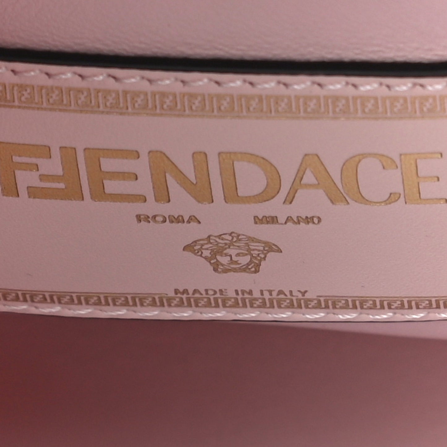 X VERSACE Vitello Seta Nappa Fendace FF Baroque Mini Peekaboo Iconic Satchel Pink Gold