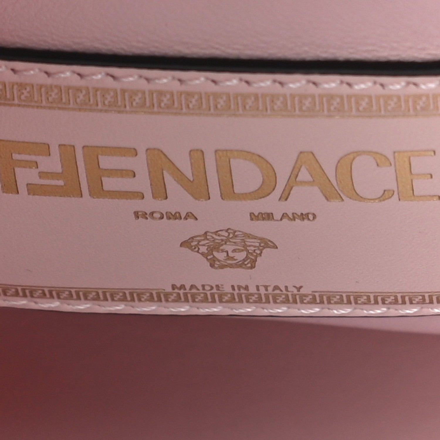 Fendi X VERSACE Vitello Seta Nappa Fendace FF Baroque Mini Peekaboo Iconic Satchel Pink Gold 6 of 10