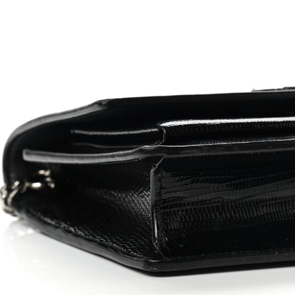 Saint Laurent Calfskin Lizard Embossed Monogram Sunset Chain Wallet Black 8 of 13