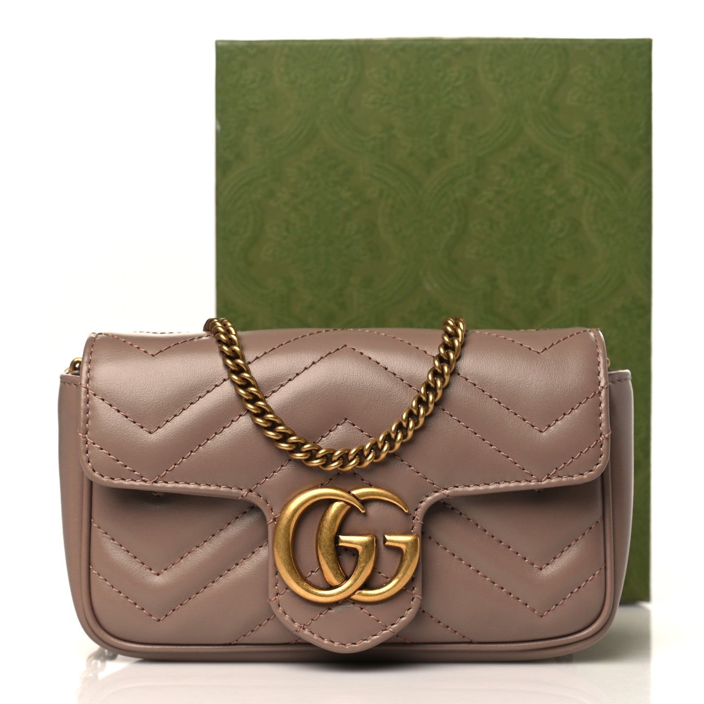 Calfskin Matelasse Super Mini GG Marmont Shoulder Bag Porcelain Rose