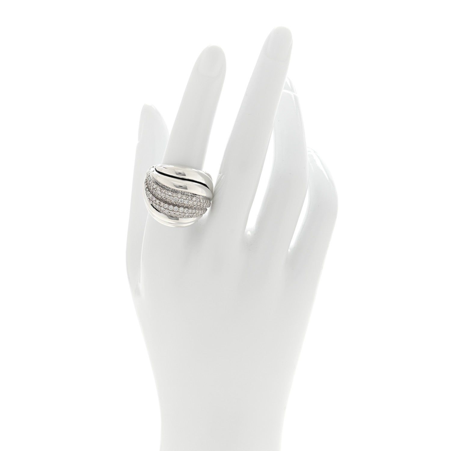 David Yurman Sterling Silver Diamond Sculpted Cable Ring 58 8.25 2 of 5