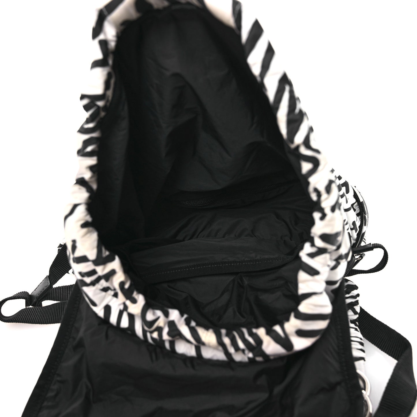 Nylon Printed Quilted Coco Neige Convertible Backpack Black White
