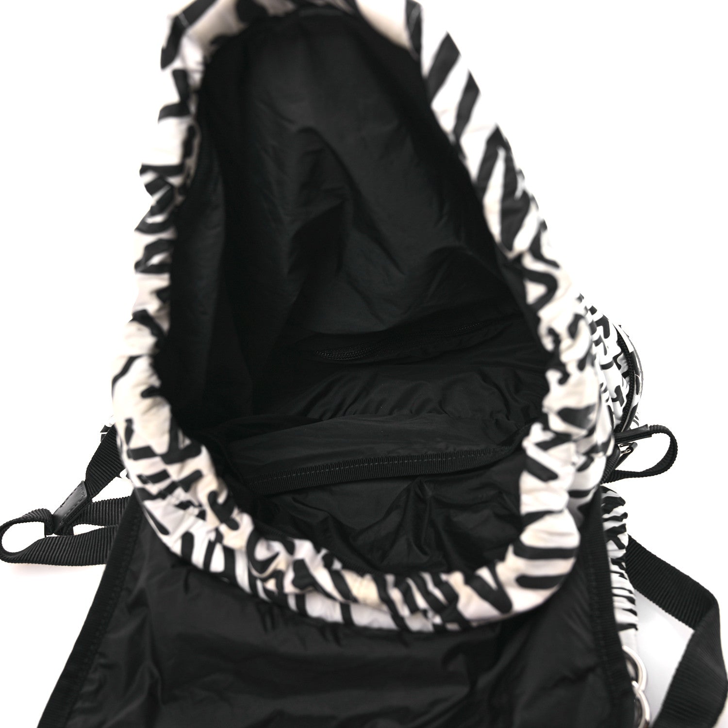 Chanel Nylon Printed Quilted Coco Neige Convertible Backpack Black White 7 of 18