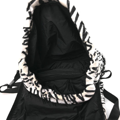 Chanel Nylon Printed Quilted Coco Neige Convertible Backpack Black White 7 of 18