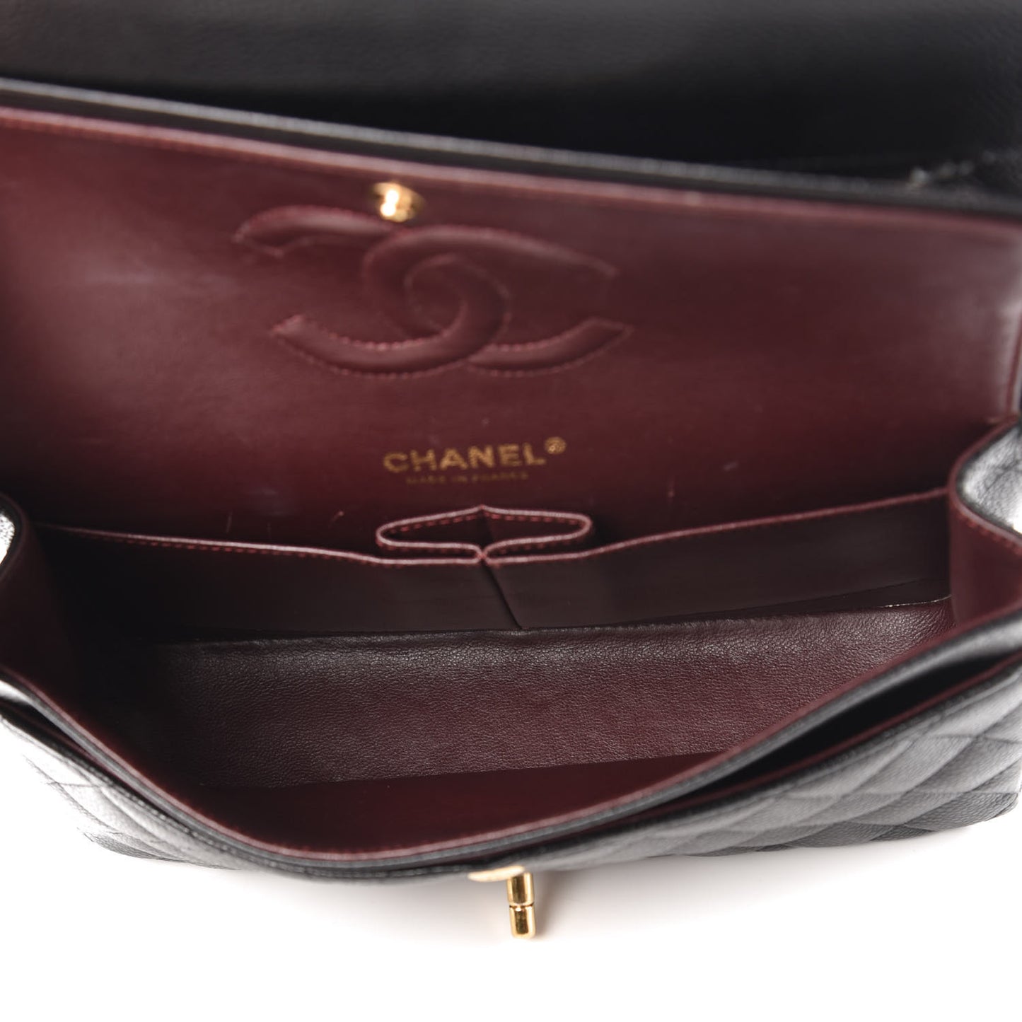 Caviar Quilted Medium Double Flap Black