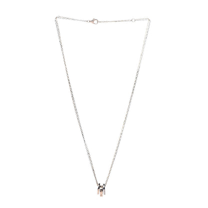Cartier 18K White Pink Gold Diamond Three Ring LOVE Pendant Necklace 3 of 5